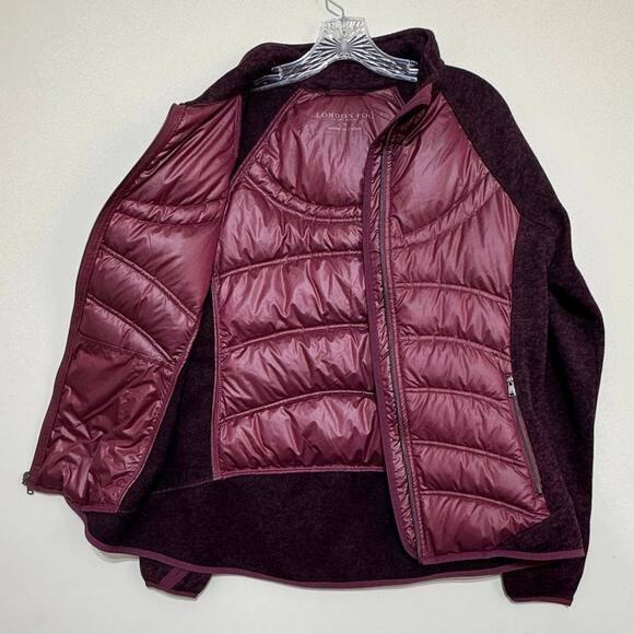 London Fog Women's Full Zip Long Sleeve Down + Knit Puffer Jacket M Burgundy - Picture 9 of 11